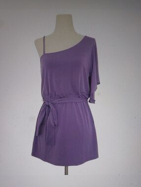 6 DEGREES Women’s One-Shoulder Purple Belted Top NWOT